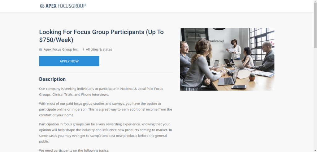 Join Apex focus Group